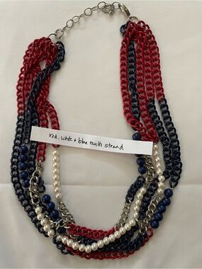 Multistrand Red, White & Blue Statement Necklace